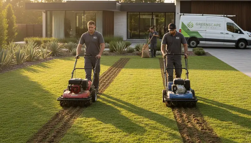 Lawn aeration service in Stockton, CA improving soil health and root growth